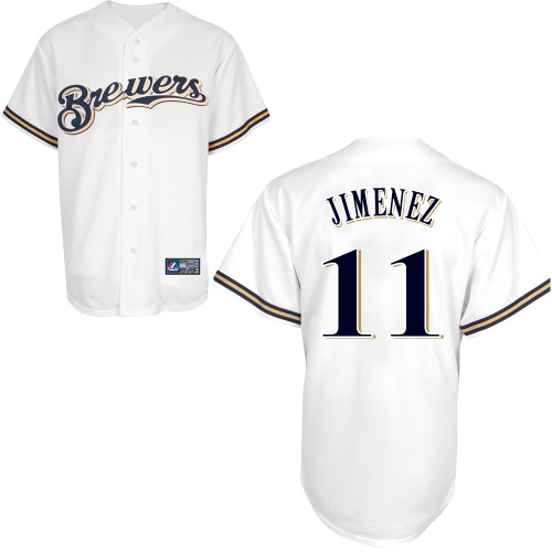 Luis Jimenez #11 Youth Baseball Jersey-Milwaukee Brewers Authentic Home White Cool Base MLB Jersey